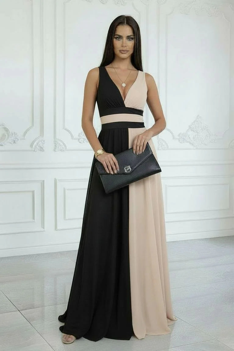 LAURA | Vestido doble color largo elegante