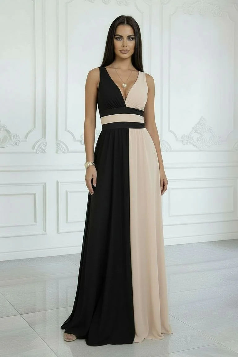 LAURA | Vestido doble color largo elegante