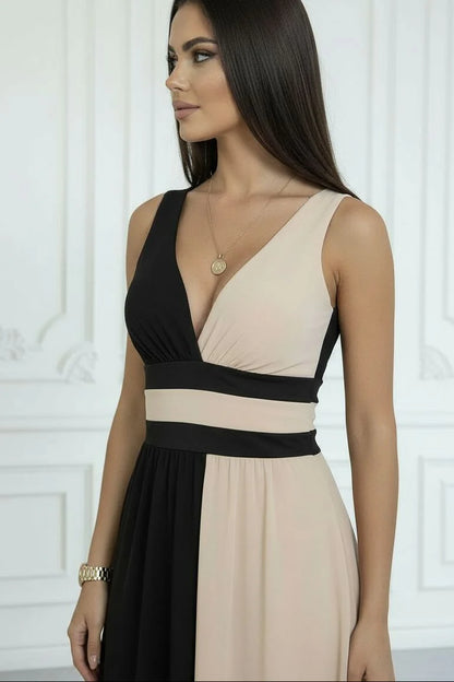 LAURA | Vestido doble color largo elegante