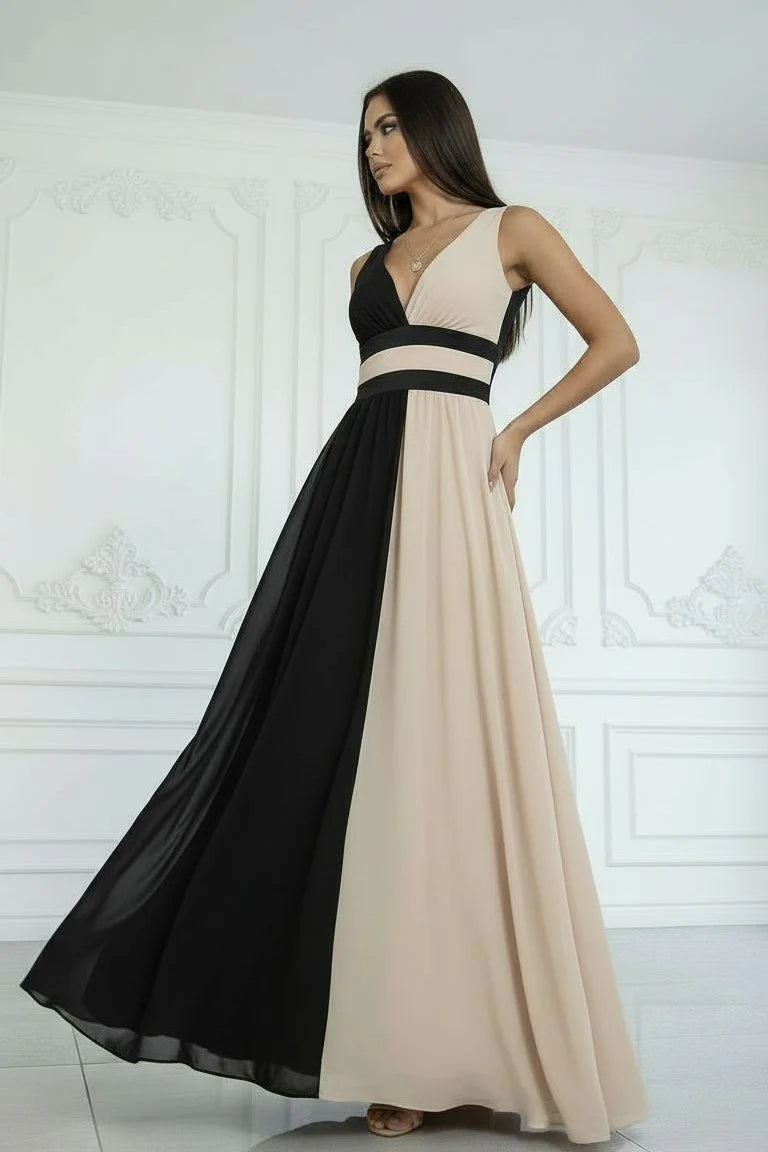 LAURA | Vestido doble color largo elegante
