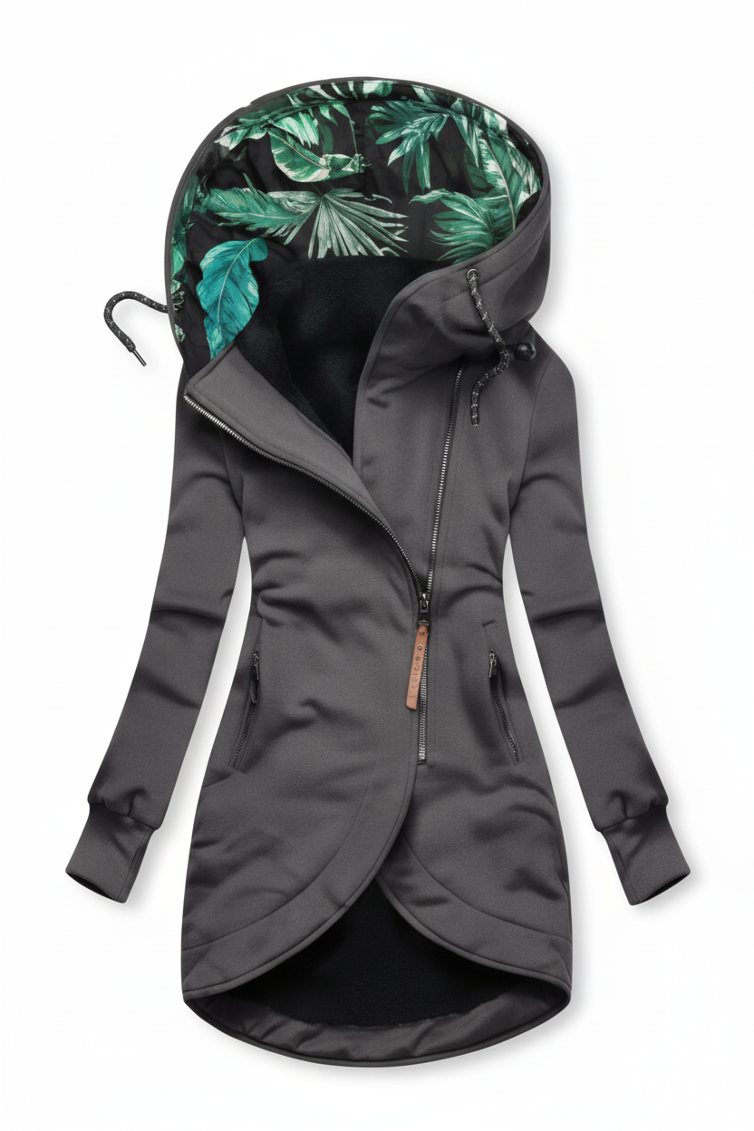 Abrigo gris oscuro sin botones