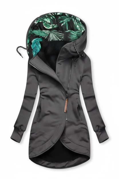 Abrigo gris oscuro sin botones