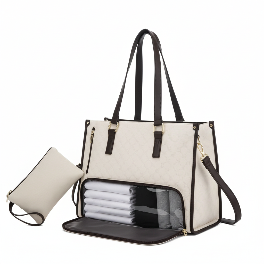 Bolso blanco con ropa