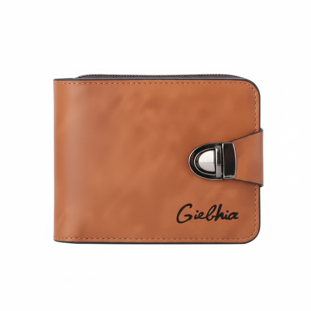 Cartera de cuero marrón claro