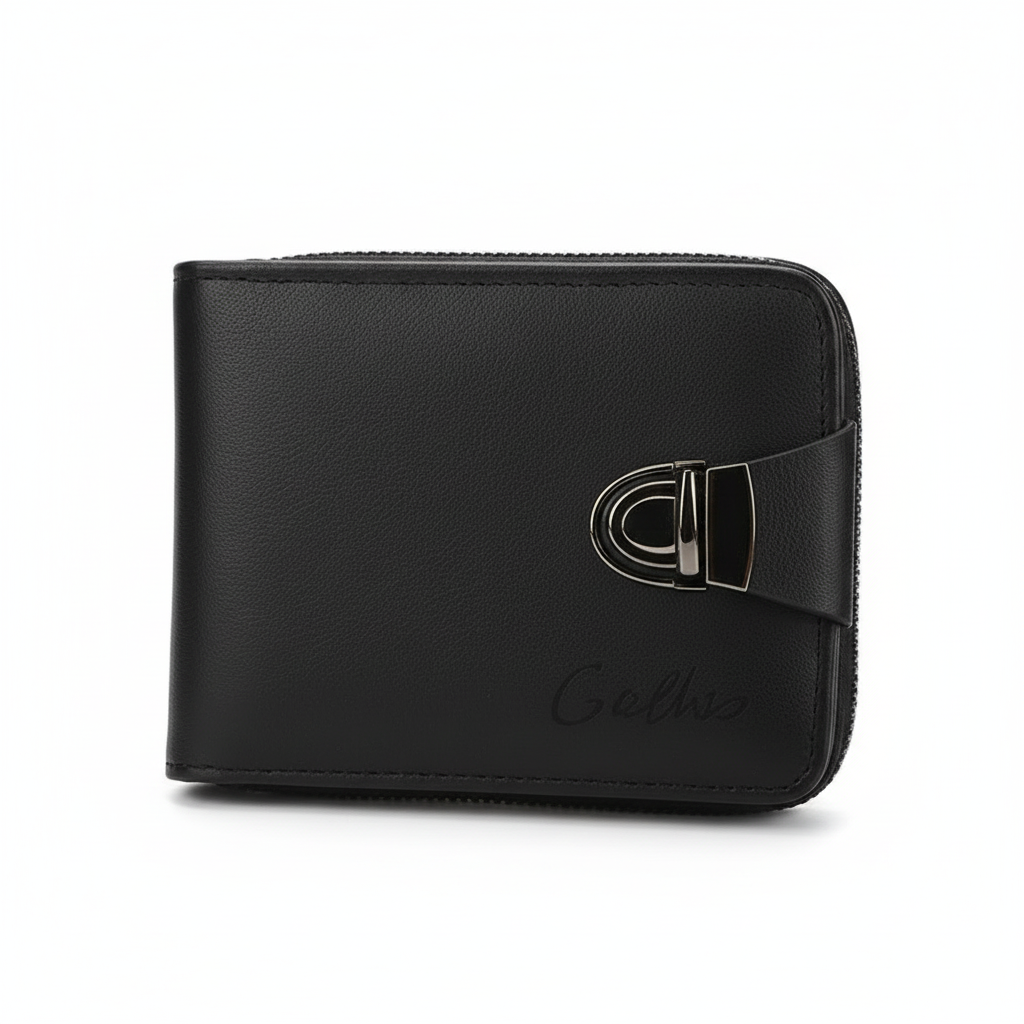 Cartera negra sobre fondo blanco - Vista frontal