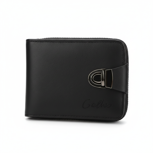 Cartera negra sobre fondo blanco - Vista frontal