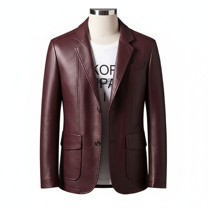 Chaqueta de cuero marrón rojizo