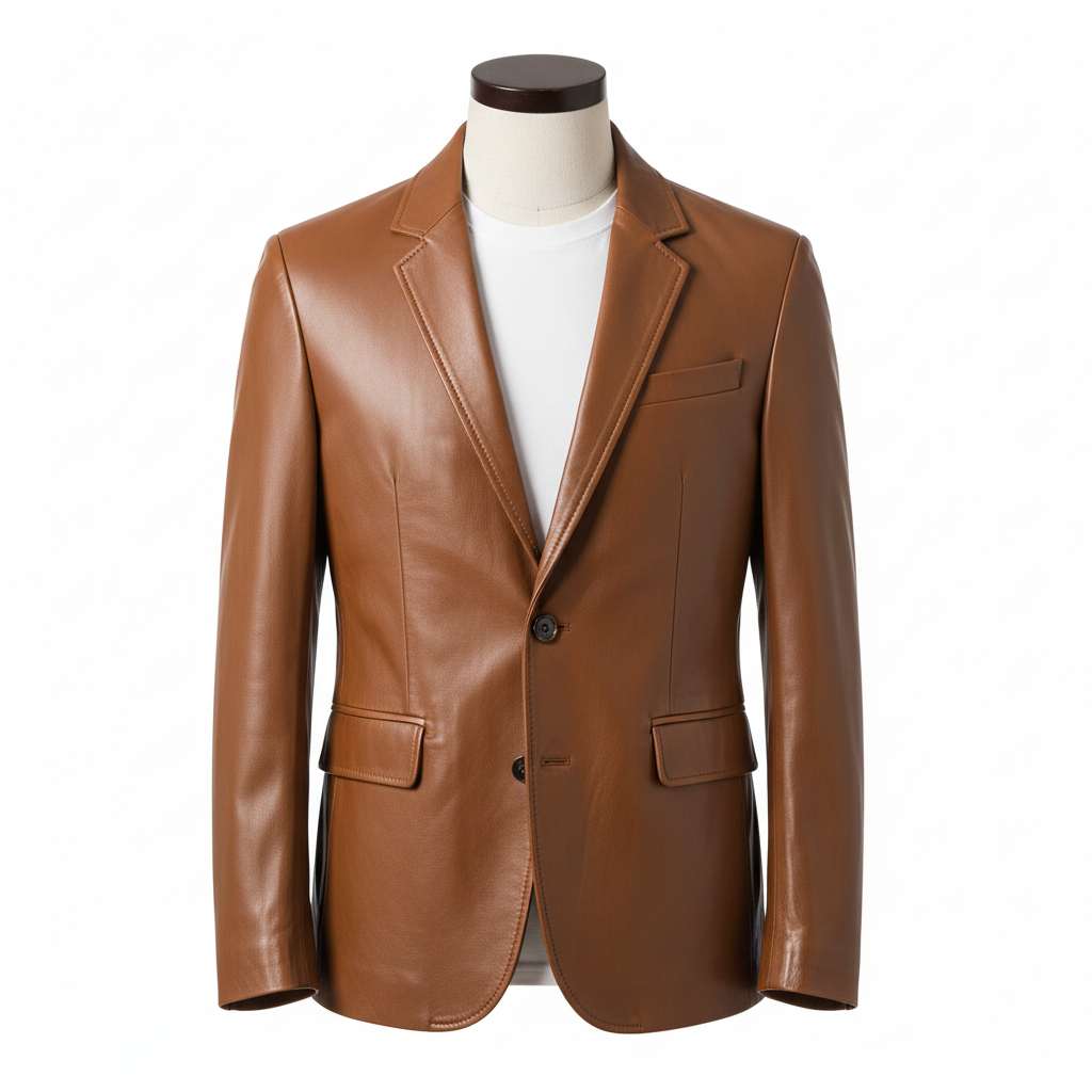 Chaqueta de cuero marrón