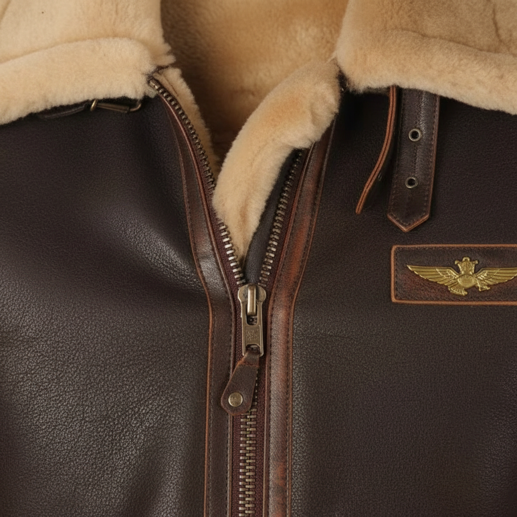 Detalle close-up chaqueta aviador