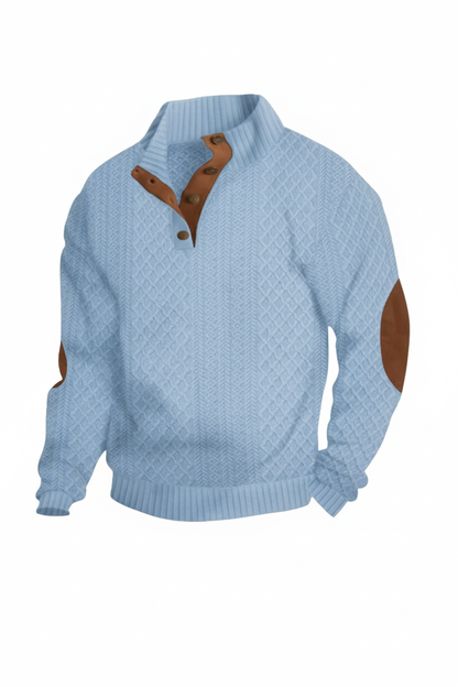 Suéter azul claro con detalles marrones