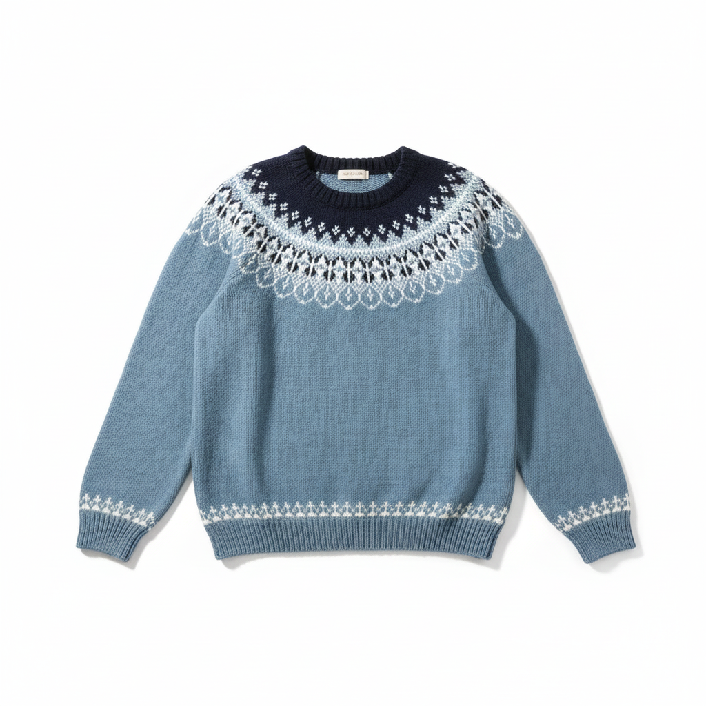 Suéter azul claro nórdico