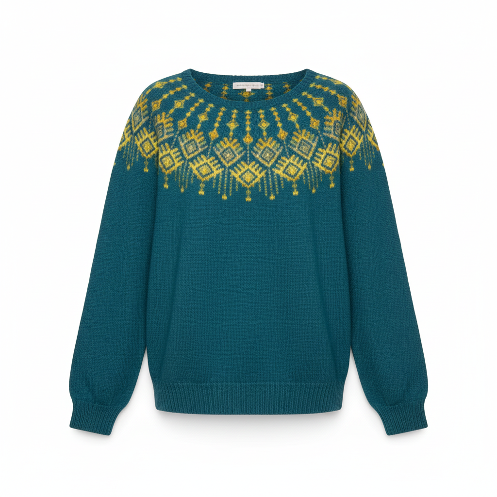 Suéter azul petróleo nórdico