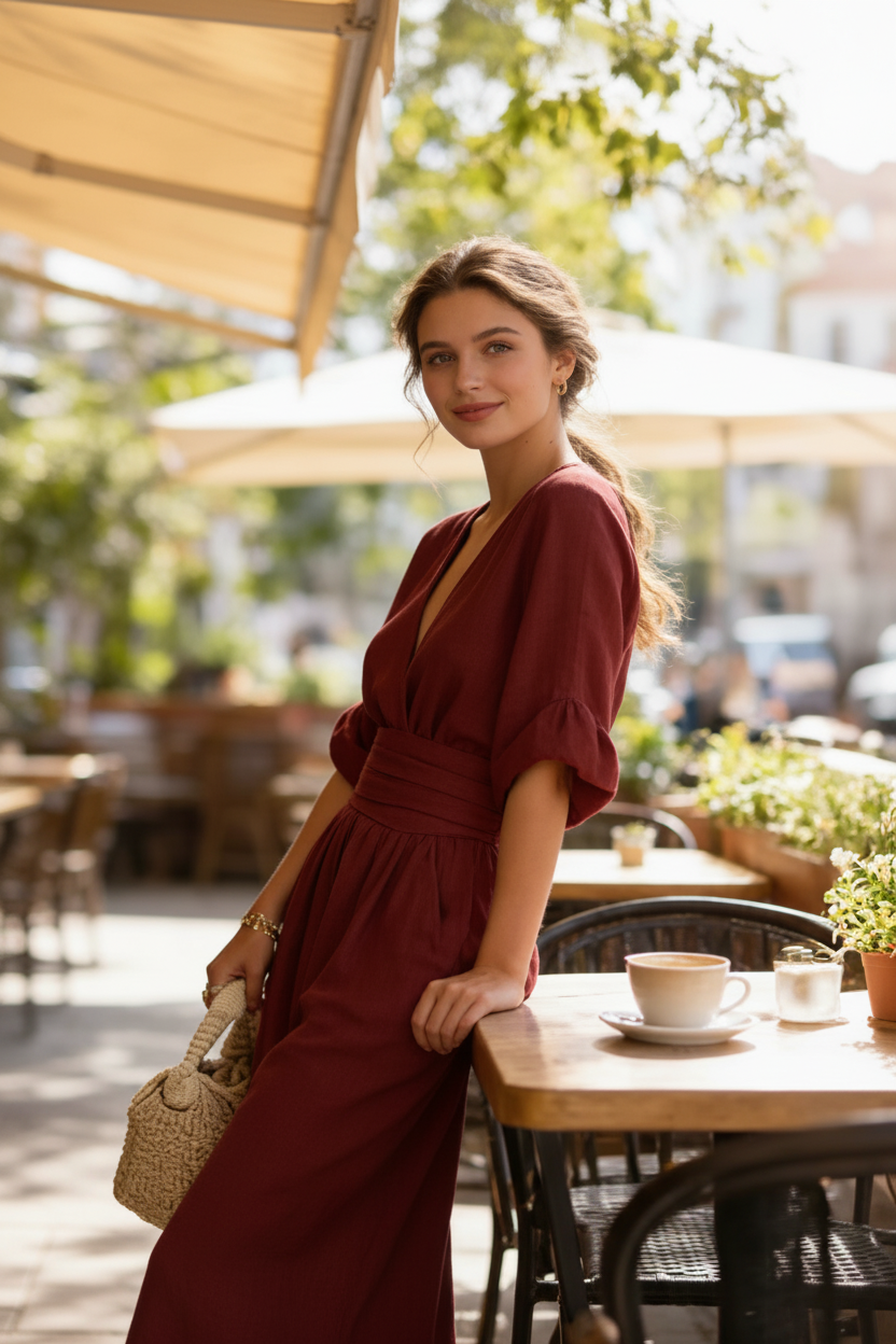 Vestido burdeos café 1