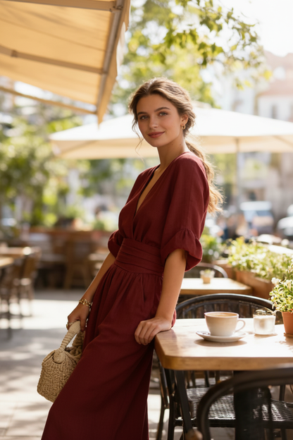 Vestido burdeos café 1