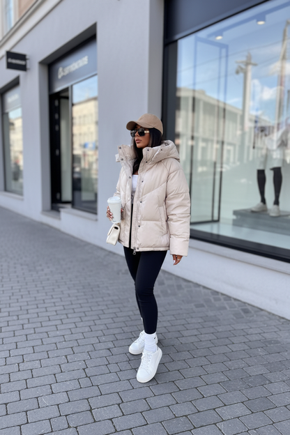 White puffer coat street style 3